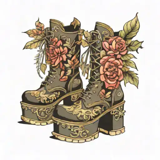 feminine platform boots tattoo design idea
