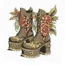 feminine platform boots tattoo design idea