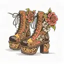feminine platform boots tattoo design idea