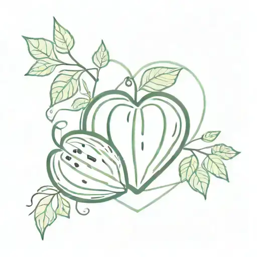 watermelon heart shape with vines growing together tattoo design idea
