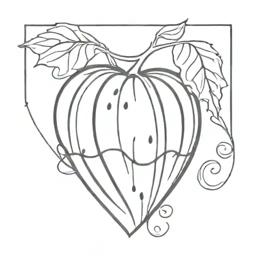 watermelon heart shape with vines growing tattoo design idea
