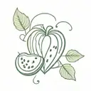 watermelon heart shape with vines growing together tattoo design idea