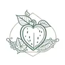 watermelon heart shape with vines growing together tattoo design idea