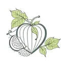 watermelon heart shape with vines growing together tattoo design idea