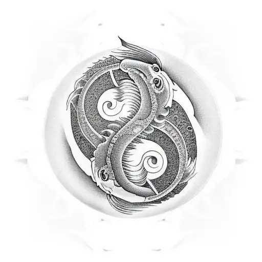yin and Yang with koi fish tattoo design idea