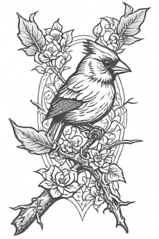branch looking cross with cardinal on it  tattoo design idea