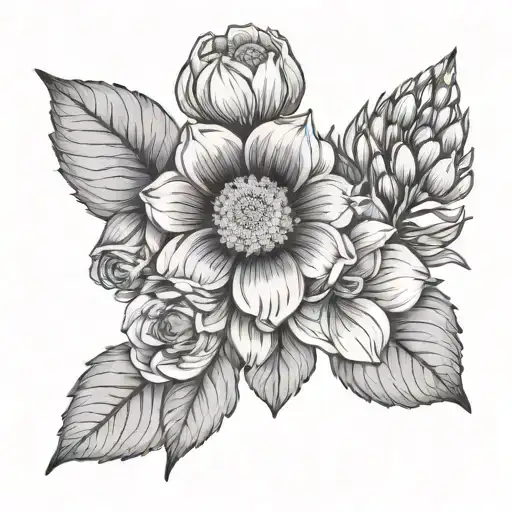 birth flowers for July, April and November birth flower tattoo design idea