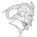 Thor hammer and loki helmet tattoo design idea
