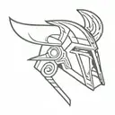 Thor hammer and loki helmet tattoo design idea