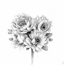 boquet of March May July November birth flowers  tattoo design idea