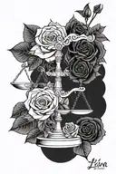 libra zodiac sign and roses tattoo design idea