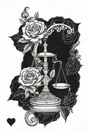 libra zodiac sign and roses tattoo design idea