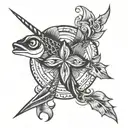 Im creating a forearm tattoo with a cross, a little fish, a girls name callie and my last name Kekua tattoo design idea