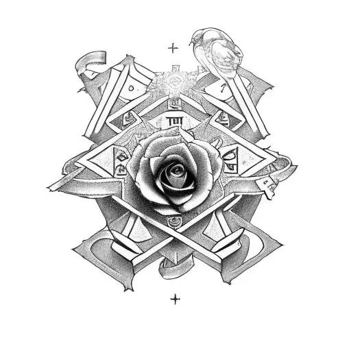 text that says inspire wiht a cross doves a stairway to heaven roses dice and ace of spades cards with writing in a book tattoo design idea