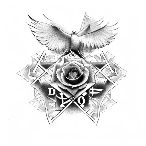 text that says inspire wiht a cross doves a stairway to heaven roses dice and ace of spades cards with writing in a book tattoo design idea
