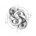 Ying yang with elements of earth and nature tattoo design idea
