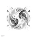 Ying yang with elements of earth and nature tattoo design idea