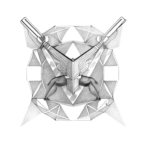 Sagittarius in pentagon tattoo design idea