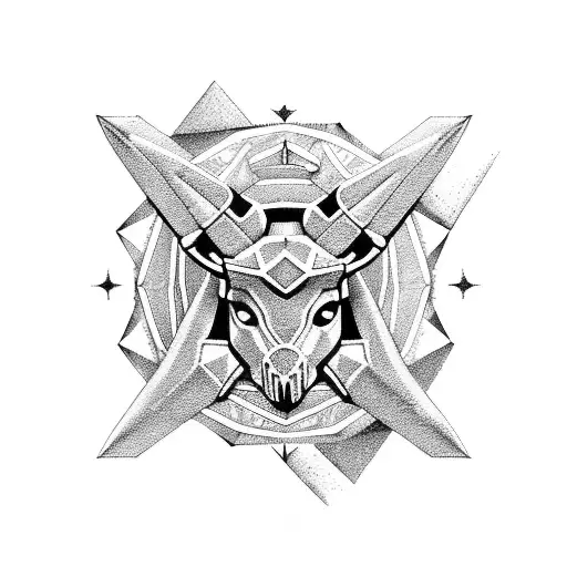 Sagittarius in pentagon with jasmine tattoo design idea