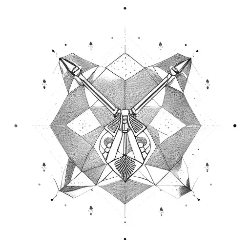 Sagittarius in pentagon tattoo design idea
