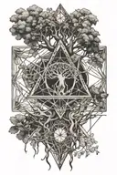 tree of life, metatron's cube, eye of the illuminati tattoo design idea