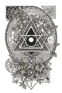 tree of life, metatron's cube, eye of the illuminati tattoo design idea