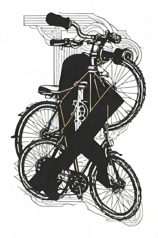  creates a symmetrical rectangular tattoo measuring 20 centimeters long with a bicycle and a pair of glasses tattoo design idea