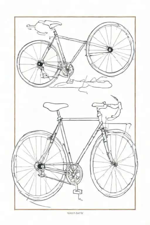  creates a symmetrical rectangular tattoo measuring 20 centimeters long with a bicycle and a pair of glasses tattoo design idea