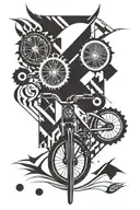  creates a symmetrical rectangular tattoo measuring 20 centimeters long with a bicycle and a pair of glasses tattoo design idea