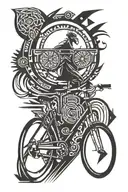  creates a symmetrical rectangular tattoo measuring 20 centimeters long with a bicycle and a pair of glasses tattoo design idea