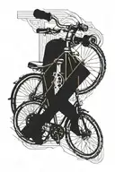  creates a symmetrical rectangular tattoo measuring 20 centimeters long with a bicycle and a pair of glasses tattoo design idea