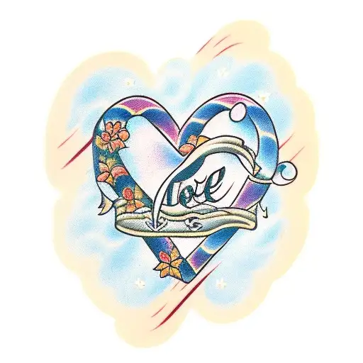 The name hloe in cursive with the last letter going into a heart tattoo design idea