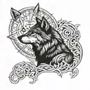 wolf and cross tattoo design idea