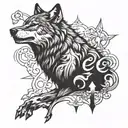 wolf and cross tattoo design idea