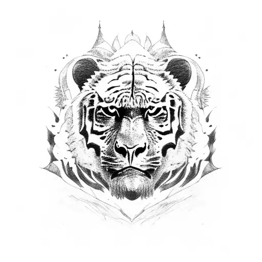King of Jungle with Gorilla, tiger and Bear face tattoo design idea