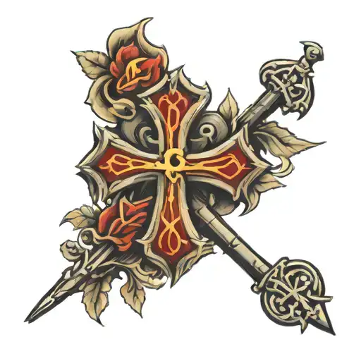 Cross with the letters JPll and IHS in the middle  tattoo design idea