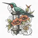 garden lighthouse fishing humming bird tattoo design idea