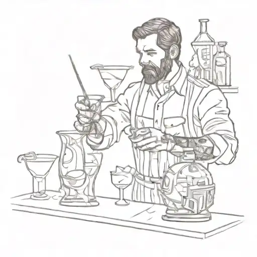 Bartender mixing cocktails with a Star Wars twist tattoo design idea