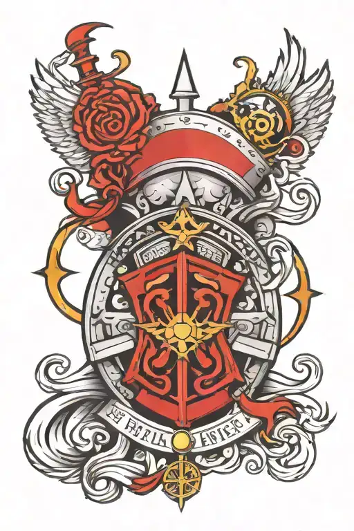 red engineer castle and Command Sergeant Major rank tattoo design idea