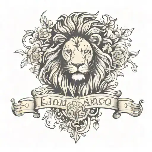 lion with name andrea tattoo design idea