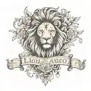 lion with name andrea tattoo design idea