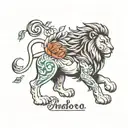 lion with name andrea tattoo design idea
