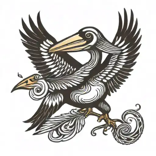 pelican using the shape of metung  tattoo design idea