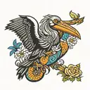 pelican using the shape of metung  tattoo design idea