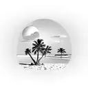 Beach sunset with palm tree tattoo design idea