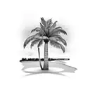 Beach sunset with palm tree tattoo design idea