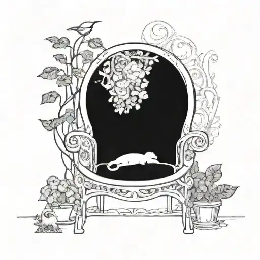 fetus in garden chair tattoo design idea