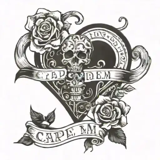 quote 'carpe diem memento mori tattoo design idea