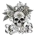 quote 'carpe diem memento mori tattoo design idea