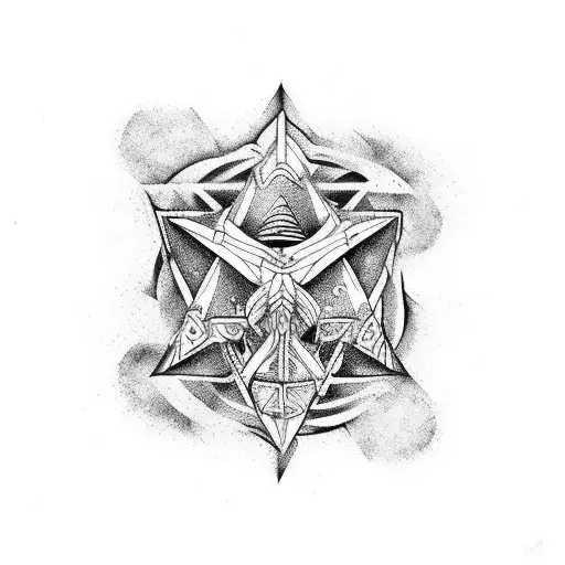 Triangular, seta, espada, cavaleiro templário tattoo design idea